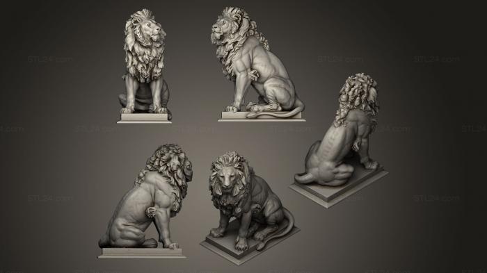 Figurines lions tigers sphinxes (sitting lion, STKL_0086) 3D models for cnc